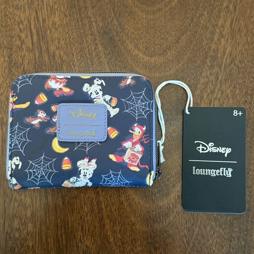 NWT Loungefly Disney Mickey Mouse & Friends Halloween Mini Zipper Wallet